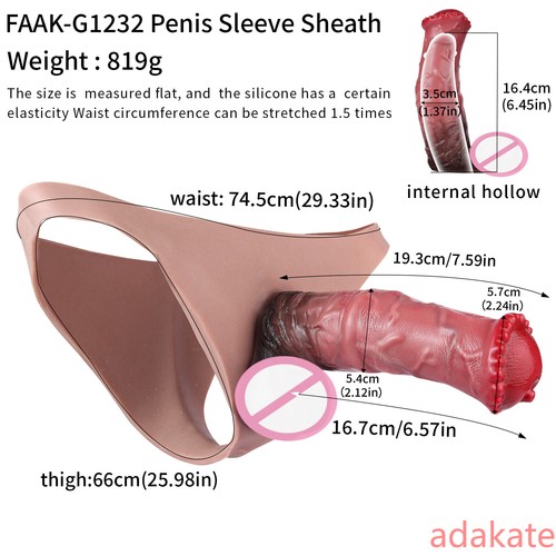 Wearable Penis Sleeve Extender&Enlarger For Men Silicone Realistic Hollow Pants - Picture 10 of 20