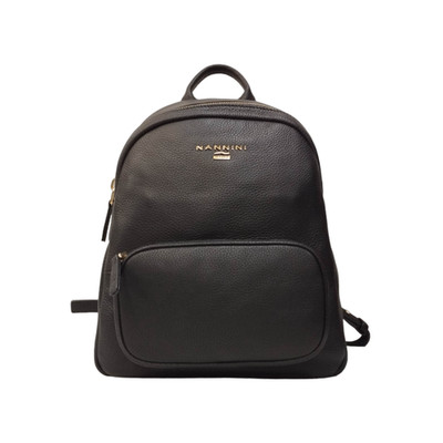 Nannini Firenze Rucksack Jessica Damen Leder schwarz mit Fronttasche