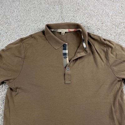 Burberry Polo Shirt Mens Medium Brown Nova Check Golfer Golf