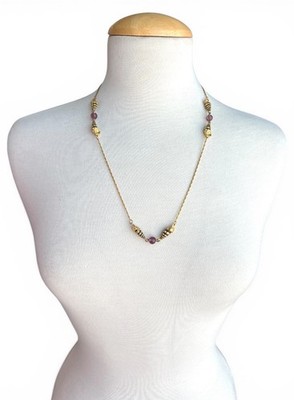 Vintage CHANEL Purple Gripoix Necklace 24k Gold CC 1983 Shell Boutique Numbered