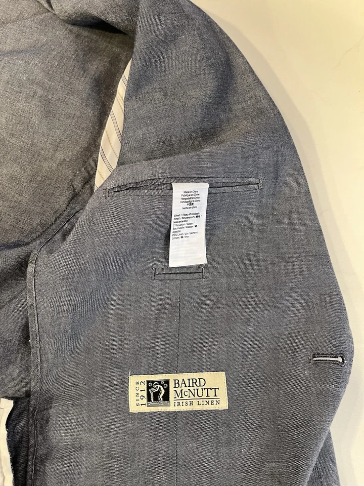 Chaqueta Blazer J.CREW Ludlow Sin Estructura, Calce Ajustado, Talla 38S, Azul Lino Algodón Foto 4 de 4