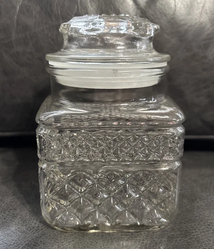 Vintage Anchor Hocking Wexford Glass Canister with Lid SMALL 5 1/2" TALL