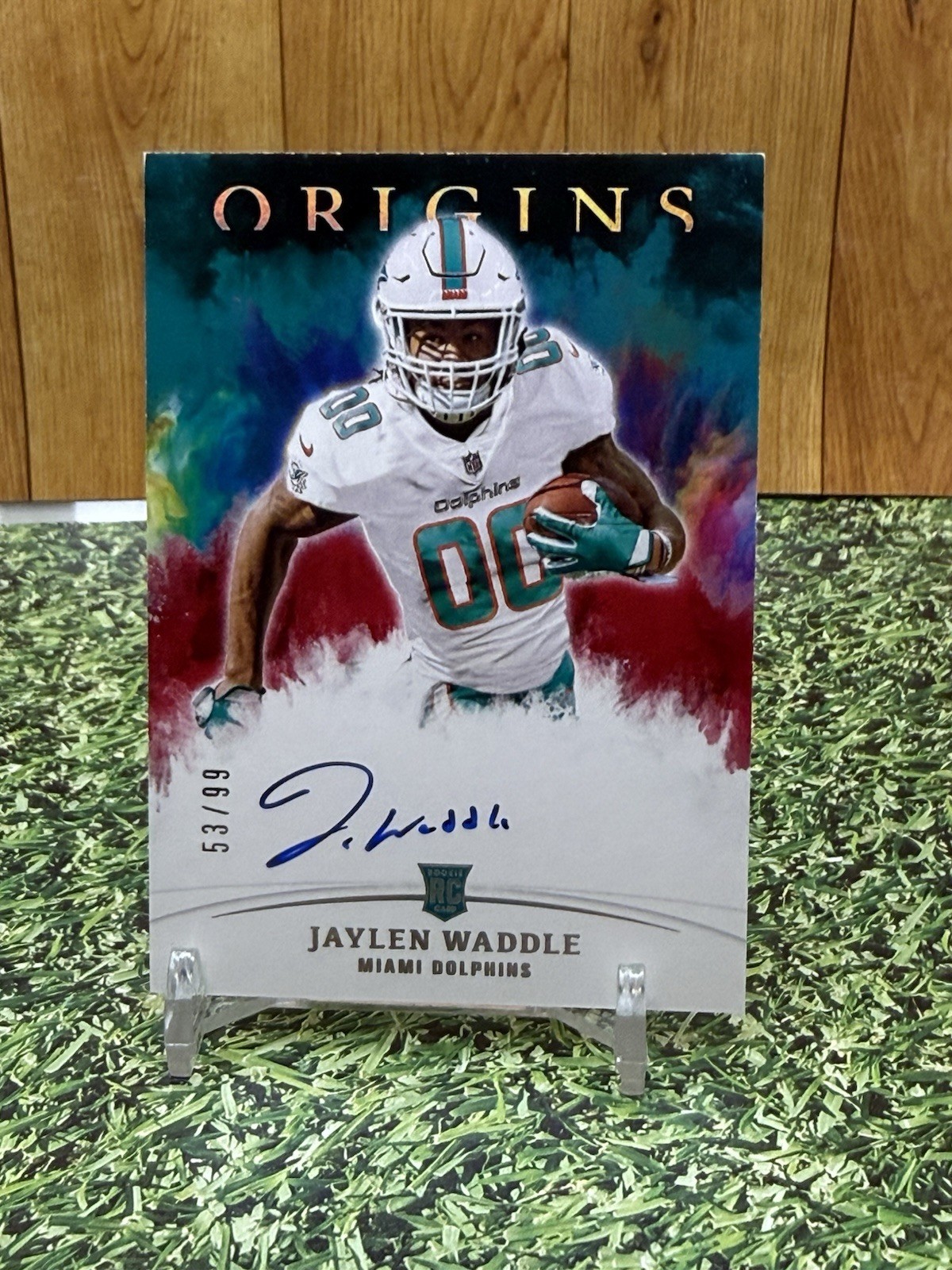 2021 Panini Origins Jaylen Waddle Rookie Auto Red /99 #RA-JW RC Dolphins
