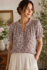MAX STUDIO Floral Peasant Blouse Women s Smal...