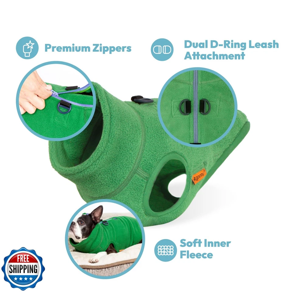 Gooby Half Zip Up Fleece Vest Dog Sweater - Turquoise, Large - Soft Warm Pull - Image 3 of 4