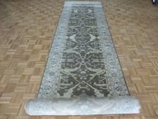 4'2 x 23'5 Wide Runner Hand Knotted Brown Oushak Oriental Rug Ushak G9719