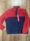 Lands End 1/4 Snap Fleece Pullover Jacket Men’s Size XL Navy Blue Red NEW