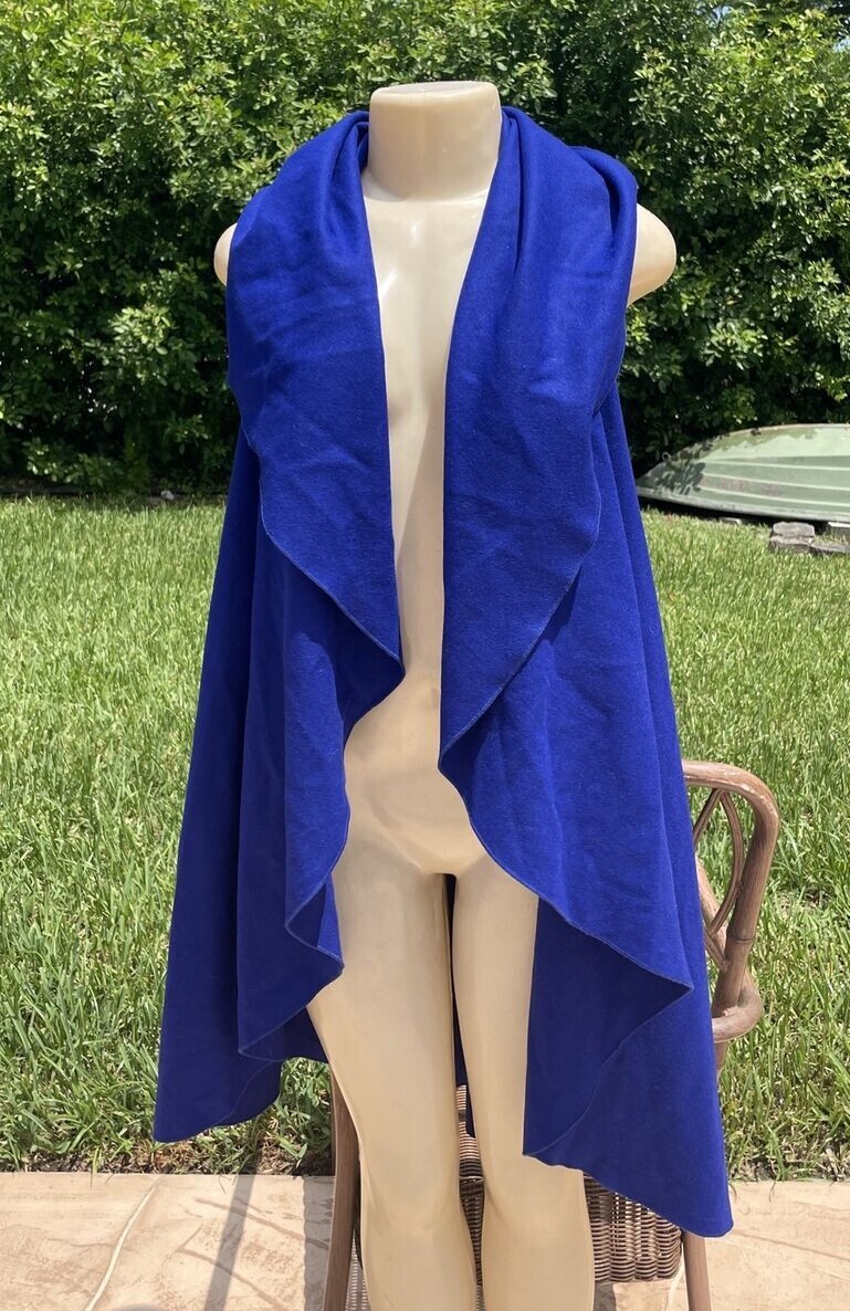 24SS new/Max Mara テベテディケープ Cape Blue MAX MARA BLUE SLEEVELESS CAPE STYLE JACKED OPEN FRONT Sz