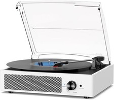 Vinyl Record Player with 2 Stereo Speakers Belt-Driven Vintage Turntables 3 S...