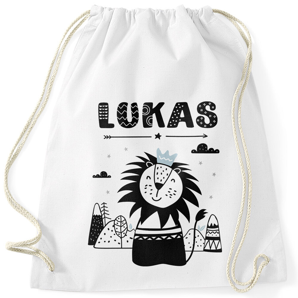 Персонализатор Kinder Turnbeutel с именем Löwe Tier-Мотивирующее имя для друзей