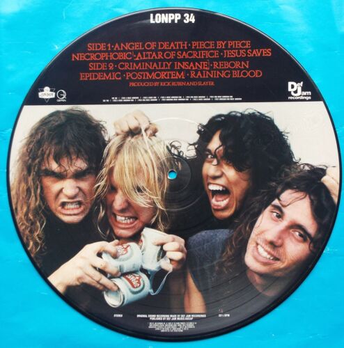 SLAYER REIGN IN BLOOD PICTURE DISC LTD ED UK REISSUE LONPP 34 A/B1 EX TESTED - Picture 2 of 4