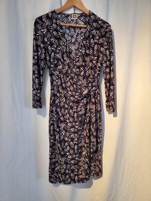 Anne Klein Faux Wrap Dress Size Medium Stretch Tie Classic Knee Length |  eBay