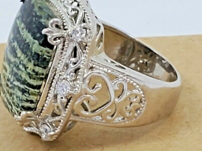 STS Karis Ring Platinum or Silver Bond Semi Precious Stone Green
