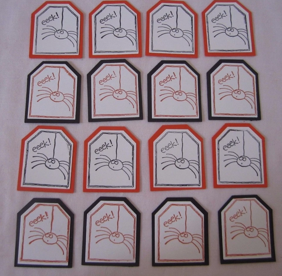 Lote de 16 etiquetas estampadas tantas etiquetas "EEK" SOLO naranja y negro Foto 2 de 4