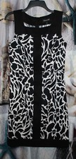 Connected® Black/White Print Sleeveless Square Neck Straight Pencil Dress-Size 6