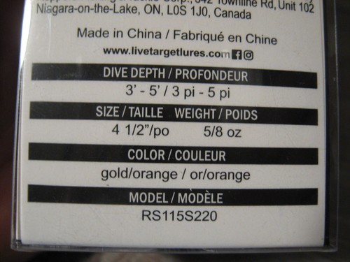 Live Target 4.5" Smelt 5/8 Oz Suspending Fishing Lure 5' Depth Gold Orange - Picture 4 of 7