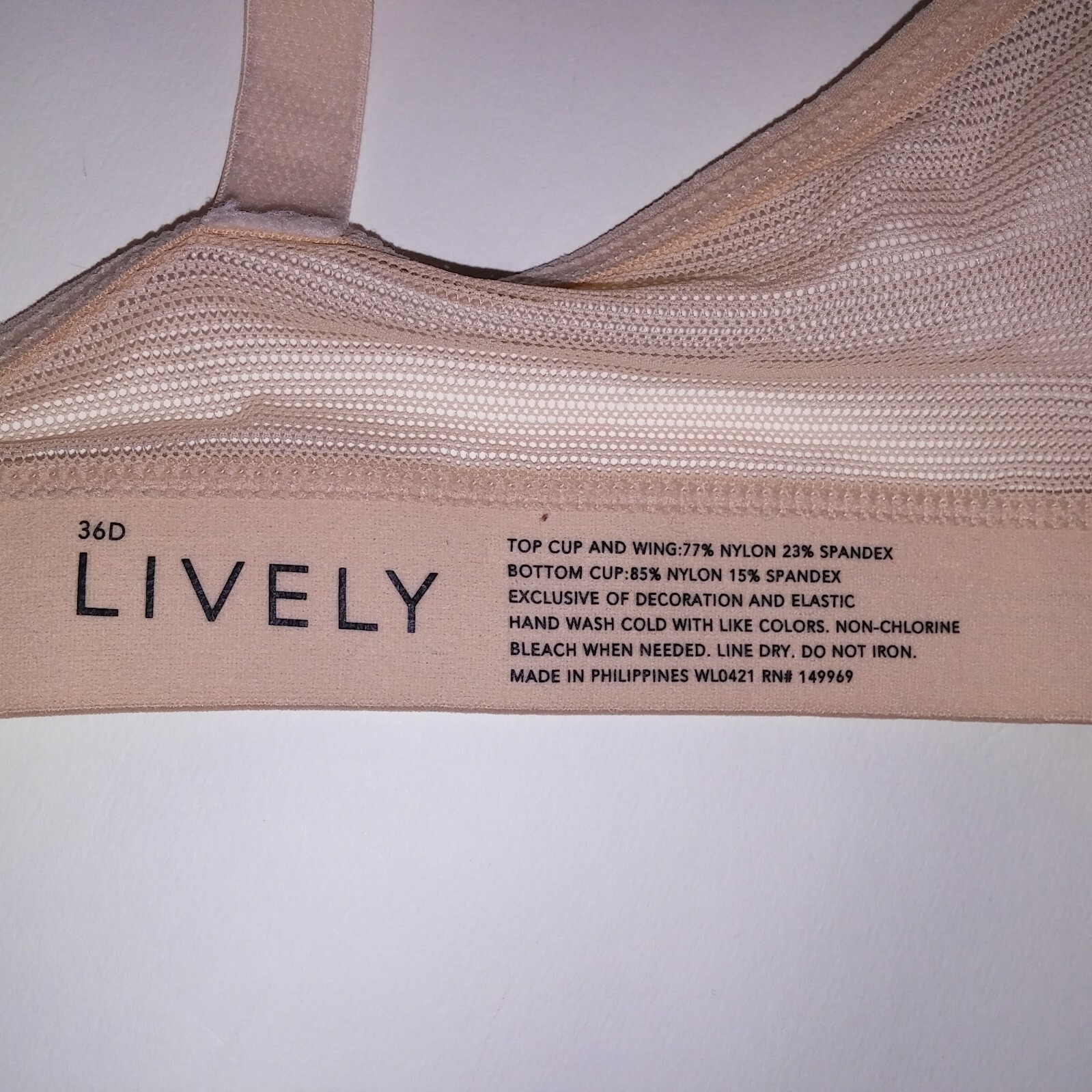 Lively Bra 36D Beige Wireless Solid Lightly Padde… - image 12