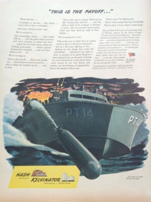 Nash Kelvinator PT Motor Torpedo Boat PAYOFF Fred Ludekens 1944 Magazine Ad