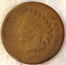 1873 US INDIAN HEAD PENNY 1 CENT G DETAILS  