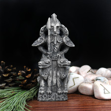Odin Figurine - Stone Finish - Norse Asatru God Viking Rune Statue Dryad Design