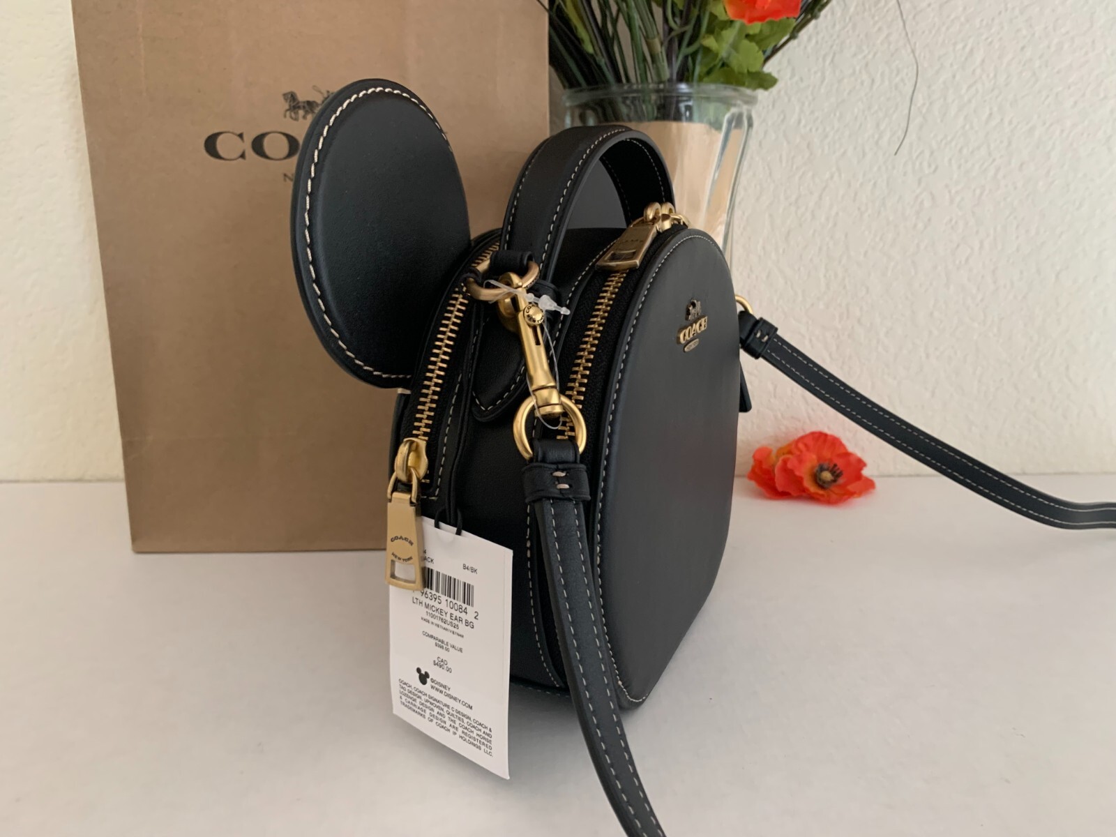 NWT Coach CM194 Disney X Coach Mickey Mouse Ear Bag Smooth Leather Black Multi 196395100842 eBay