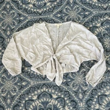 Grade & Gather Women's Gray Tie-Front Top