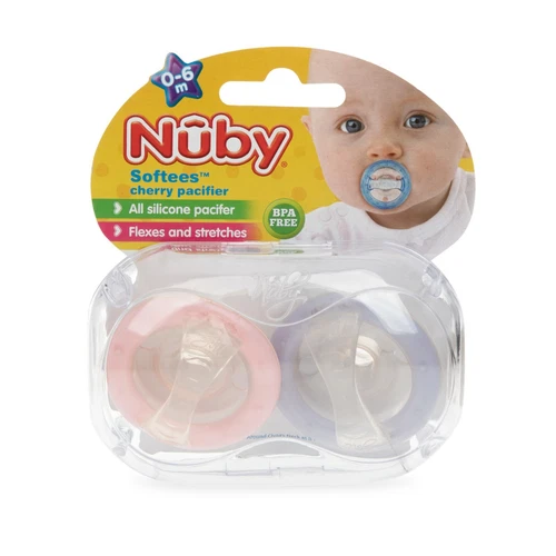 Nuby Softees 硅胶奶嘴 2 包 - 樱桃小袋 - 振荡 - 0-6 个月 - 第 7 张/共 9 张