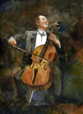 The Joy of Cello, Yo Yo Ma Portrait Watercolor