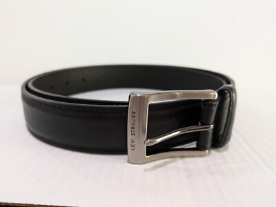 Levi's Men's Black Leather Belt Large 38-40 Levi Strauss Buckle Belt New