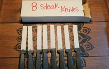 Pfaltzgraff NEW Steak Knives Serrated Stainless Steel Blade Black Handle Set 8