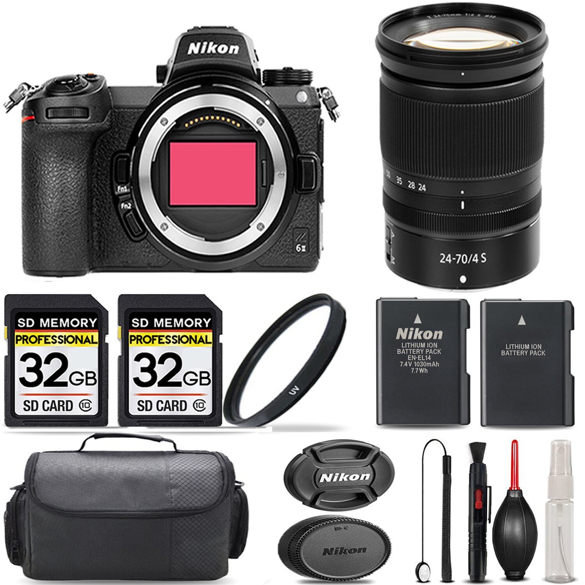 Nikon Z6 II Mirrorless + 24-70mm Lens + UV Filter + 64GB + Handbag 