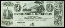 1841 $3 Exchange & Banking Co of Apalachacola, Florida Gem CU - Very RARE!