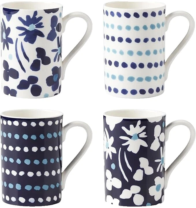 Kate Spade New York Tazas blancas de porcelana