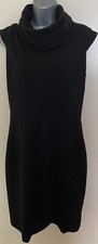 Zara Woman Smart Black Funnel Neck Midi Length Wiggle Dress size Large