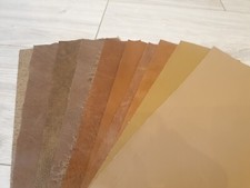 Shades of tan 100% leather offcut 14"&times;5.5"   1 piece 1.1mm  Craft upcycle