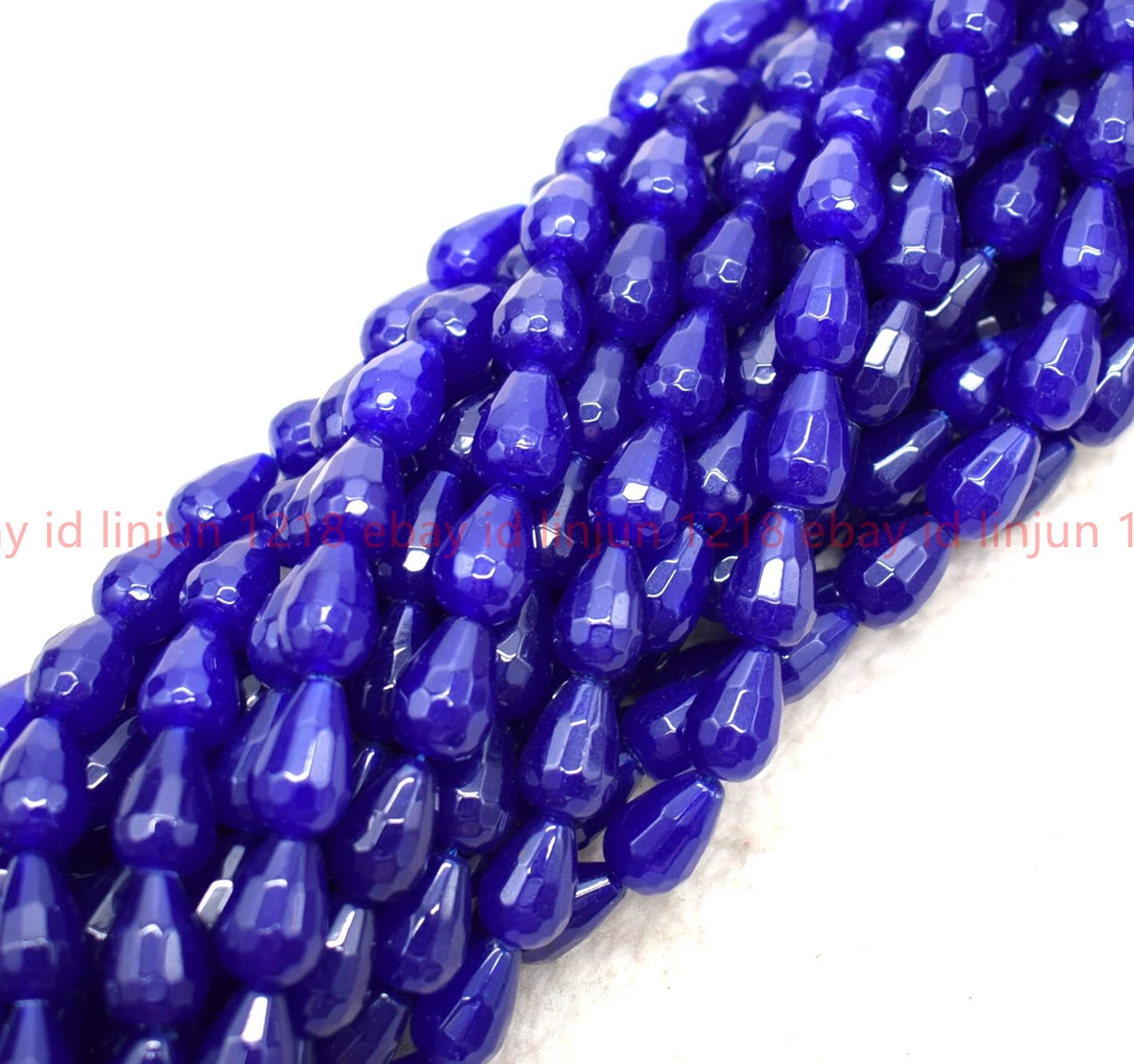 Wholesale Natural Faceted 10x14mm Blue Jade Drop Gemstone Loose Beads 15" Strand
