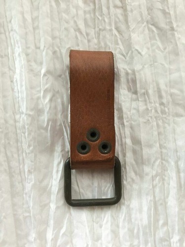 Porte-clés cuir vintage années 50 sangle armée militaire surplus ceinture boucle accessoires - Photo 4/5