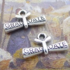 10pcs tibetan silver color 21x11mm crafted diploma graduation charms