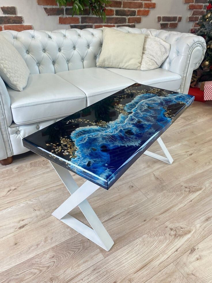 Resin coffee Table Top, Ocean Wave Epoxy wood Resin Table top, Console Table top
