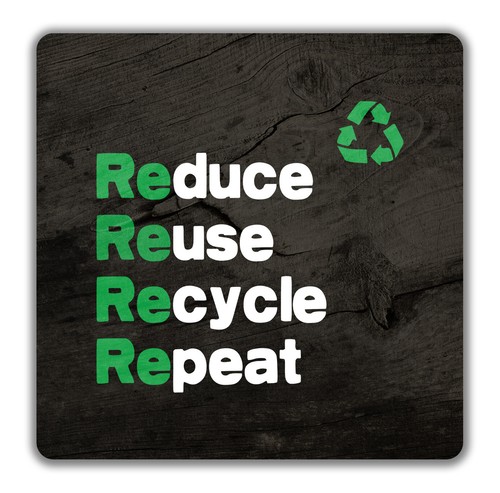 Eco Friendly 2 Pack Drinks Coasters Reduce Reuse Recycle Repeat Gift ...