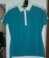 Nike Golf Tour Performance Embossed Dotted Polo Womens S M 541951 326 Teal White