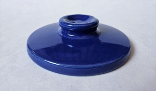 Vintage Bauer Pottery 3Qt Handled Covered Bean Pot Cobalt Blue Plain Ware - Picture 11 of 13