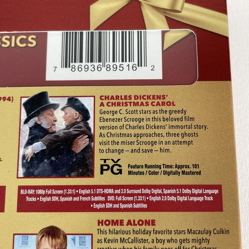 4 Christmas Classics Blu-ray & DVD Miracle 34th St Jingle All the Way Home Alone - Image 4 of 4