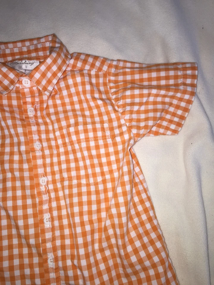 Strasburg Boys Sz. 6 Orange & White Checkered Short Slv Oxford. Note Minor Flaw - Image 2 of 4