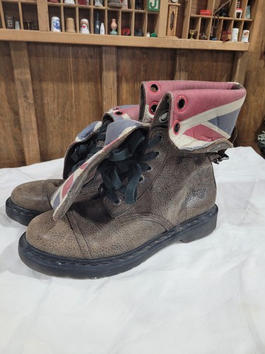Dr. Martens TRIUMPH Fold Over Leder Biker Boots Union Jack gefüttert UK 9 USA 11 - Bild 10 von 10
