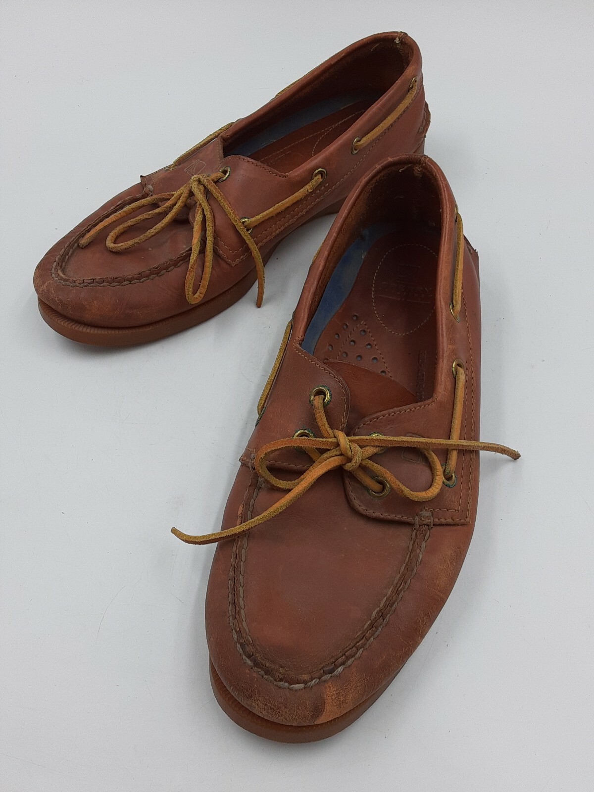 Eye Brown Leather Boat Shoes Size 