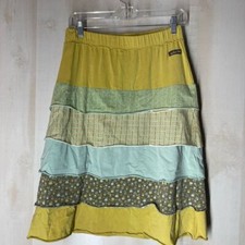 Matilda Jane tiered ruffles skirt green brown, size small