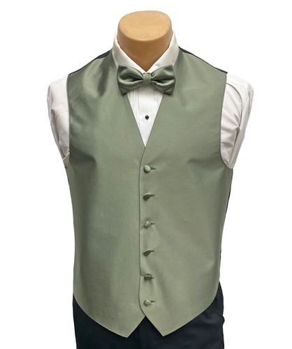 Men's Celadon Green Tuxedo Vest with Bow or Long Tie Big & Tall Sizes Free Ship