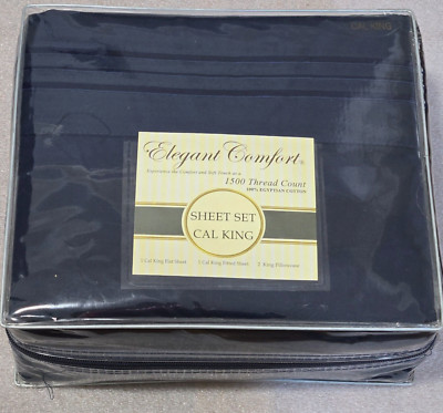 1500 Thread Count 100% Egyptian Cotton 1500 TC Bed Sheet Set CAL KING Navy Blue