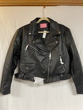 Ny&co Faux Black Leather Cropped Jacket 1x Nwt